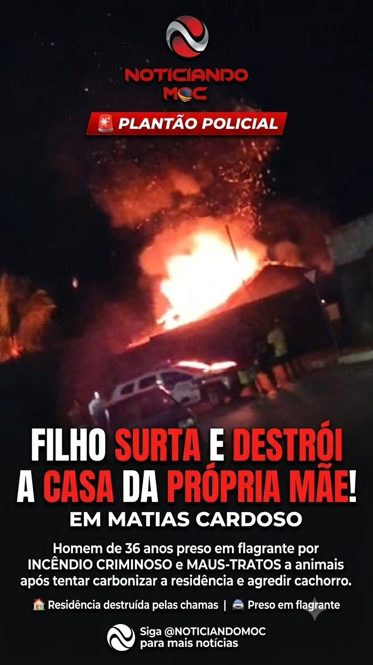 Filho surta e destrói a casa da própria mãe