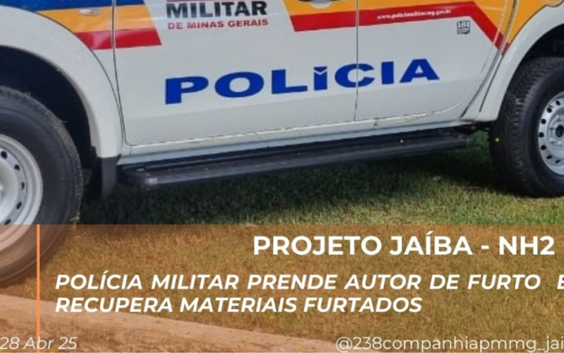 Rápida ação da PMMG no Projeto Jaíba resulta em prisão e recuperação de materiais furtados