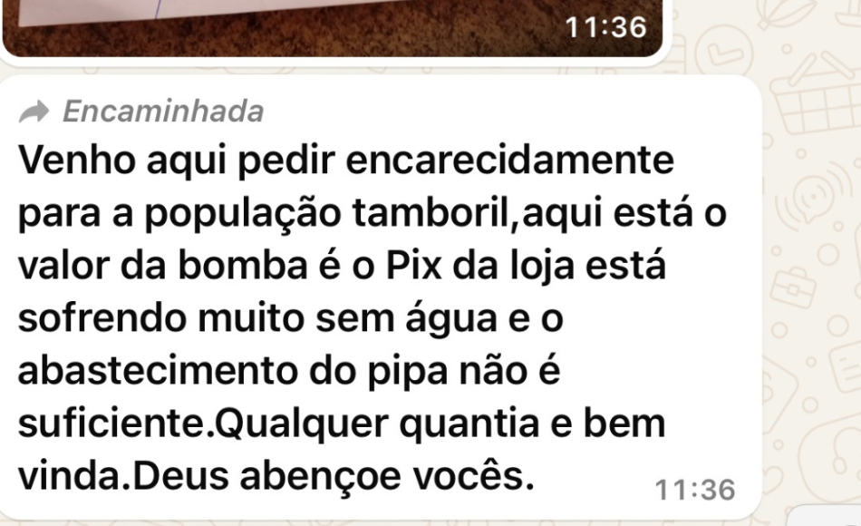 Comunidade de Tamboril completa 45 dias sem água e denuncia abandono por parte da gestão de Jaíba-MG